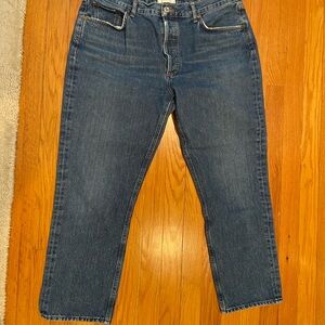 AGOLDE Womens Riley Straight Blue Jeans